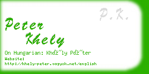 peter khely business card